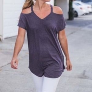 Reflection Women's Cold Shoulder Top - Purple - XL